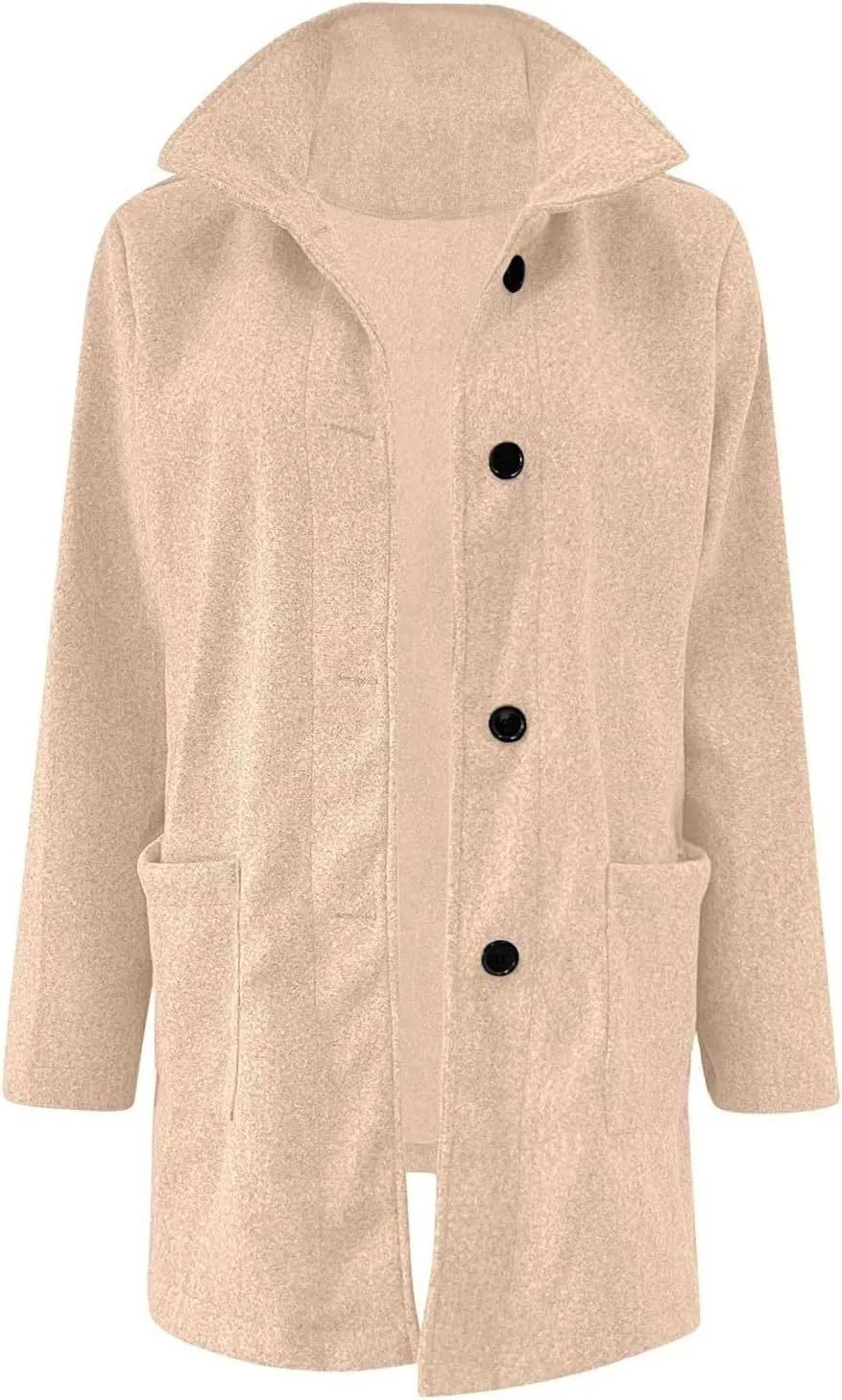 Fleece Jacket Women Plus Size Long Winter Coats Open Front Button down Shacket Single-Breasted Coatigan with Pockets