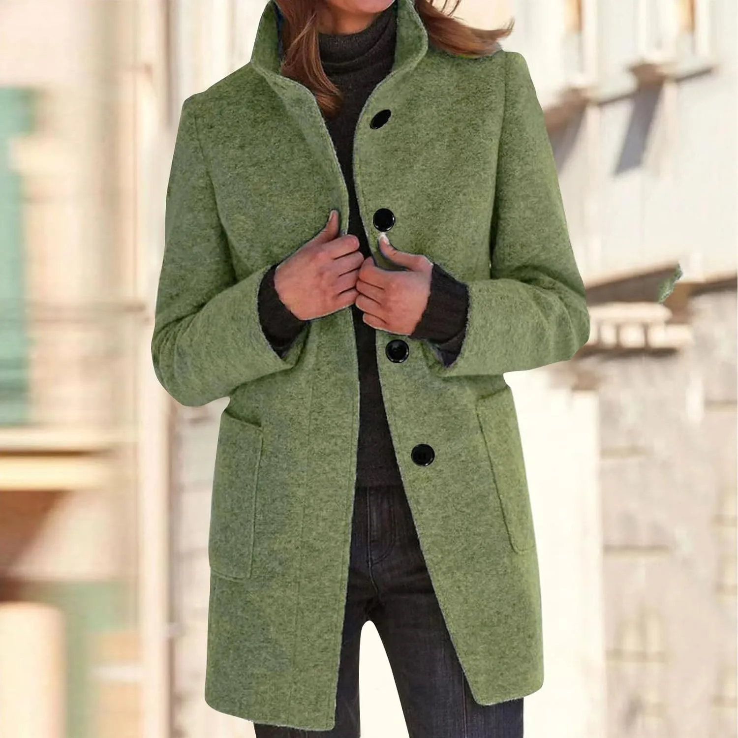 Fleece Jacket Women Plus Size Long Winter Coats Open Front Button down Shacket Single-Breasted Coatigan with Pockets