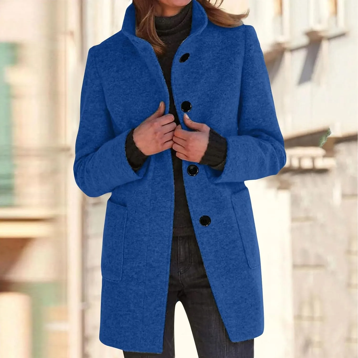 Fleece Jacket Women Plus Size Long Winter Coats Open Front Button down Shacket Single-Breasted Coatigan with Pockets