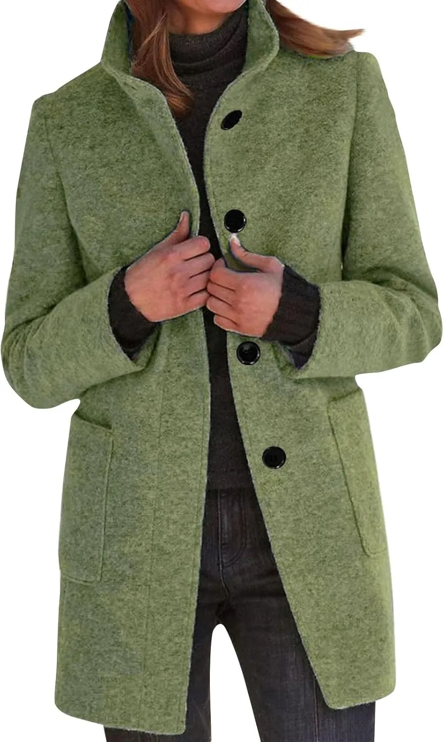 Fleece Jacket Women Plus Size Long Winter Coats Open Front Button down Shacket Single-Breasted Coatigan with Pockets