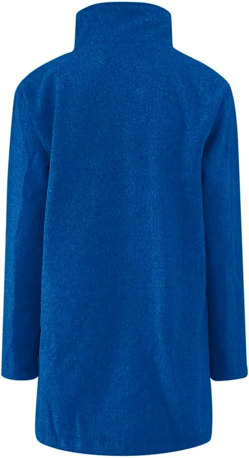 Fleece Jacket Women Plus Size Long Winter Coats Open Front Button down Shacket Single-Breasted Coatigan with Pockets