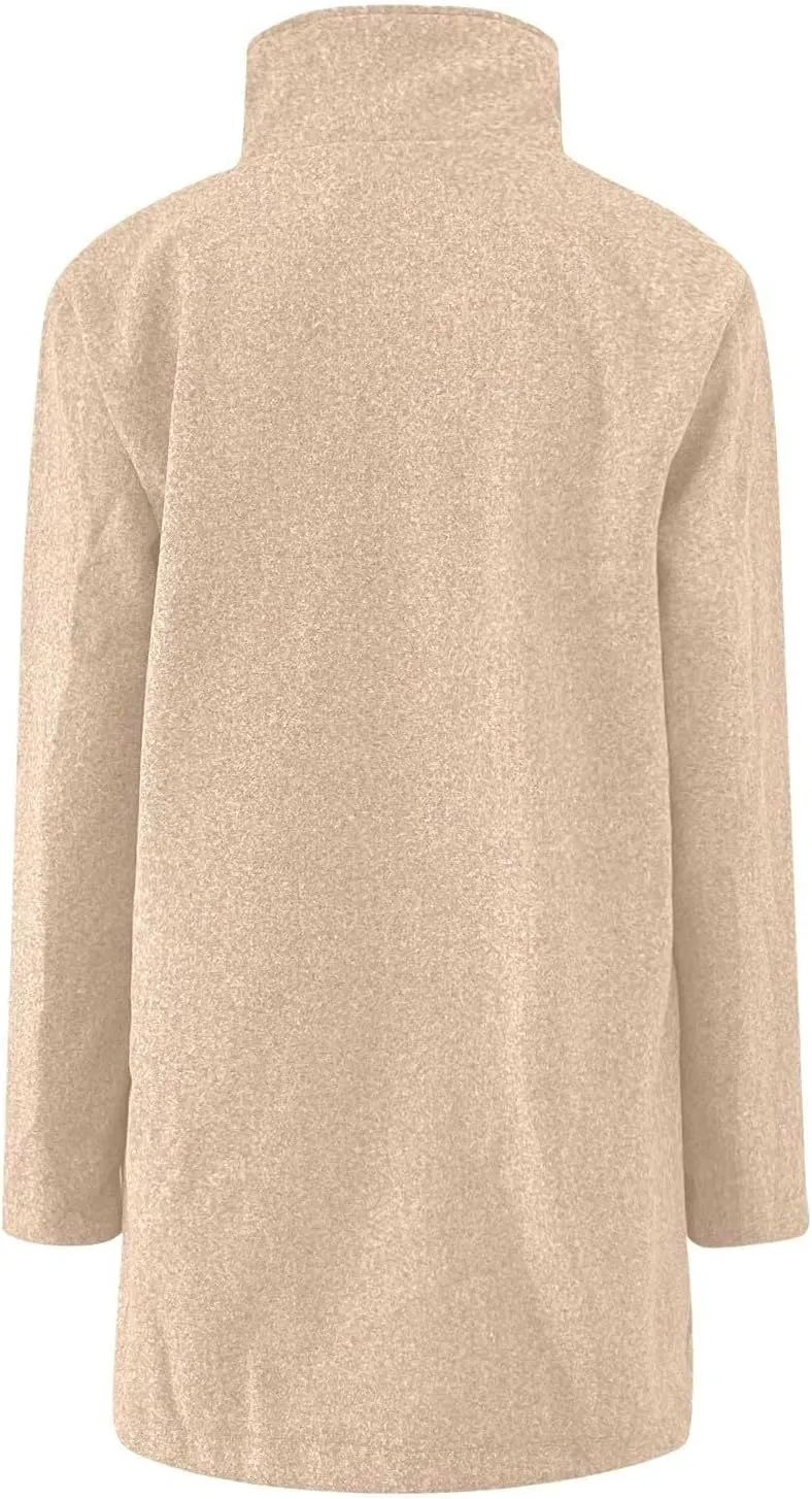 Fleece Jacket Women Plus Size Long Winter Coats Open Front Button down Shacket Single-Breasted Coatigan with Pockets