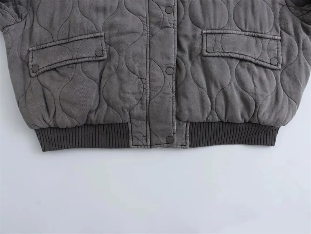 Fnfmrfmr Women Stand Collar Cotton Padded Coat Winter Thicken Warm Long Sleeve Zipper Loose Jacket Parkas