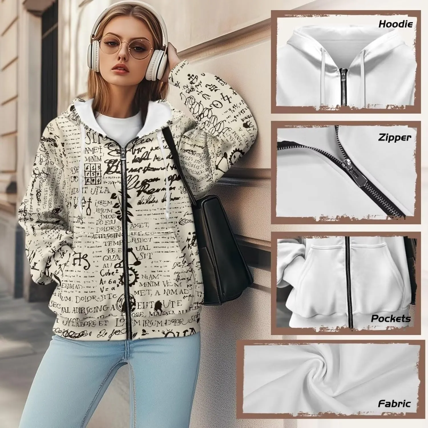 Full Zip Up Hoodies for Women Long Sleeve Track Jackets Loose Sweatshirt Drawstring Pullover Sweaters With Pockets