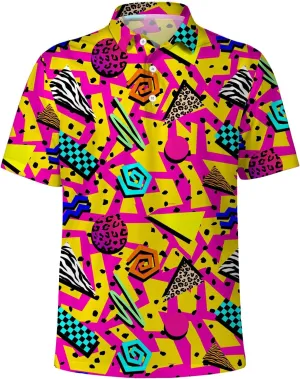 Funny Golf Shirts for Men,Funny Golf Polos for Men Short Sleeve,Mens 70s 80s Outfit Funny Hawaiian Golf Shirt