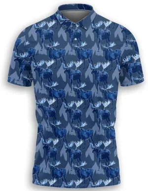 Funny Moose Polo Shirts for Men - Short Sleeve Golf Shirts Dry Fit Mens Polo T-Shirt Casual Style 07
