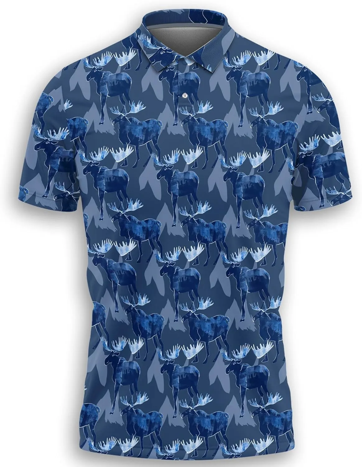Funny Moose Polo Shirts for Men - Short Sleeve Golf Shirts Dry Fit Mens Polo T-Shirt Casual Style 07