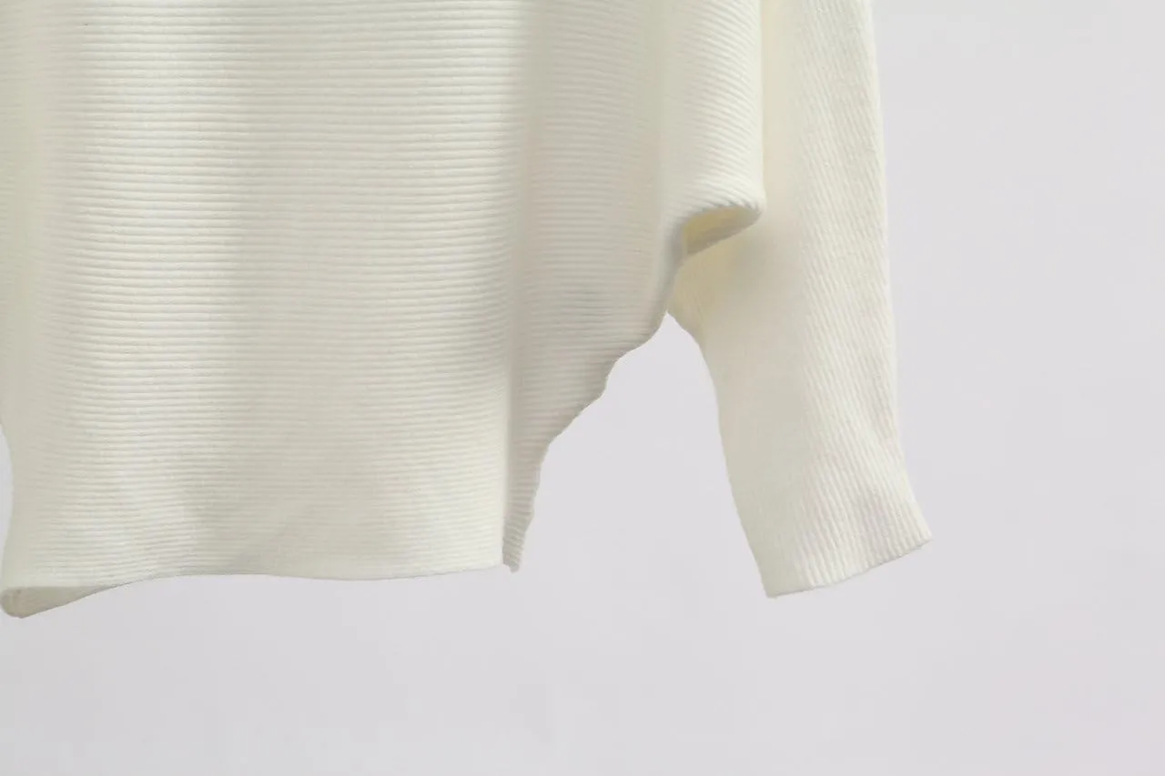 GABERLY Boat Neck Batwing Sleeves Dolman Knitted Sweaters and Pullovers Tops for Women