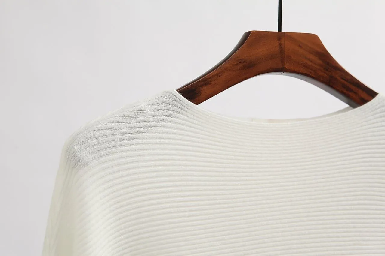 GABERLY Boat Neck Batwing Sleeves Dolman Knitted Sweaters and Pullovers Tops for Women