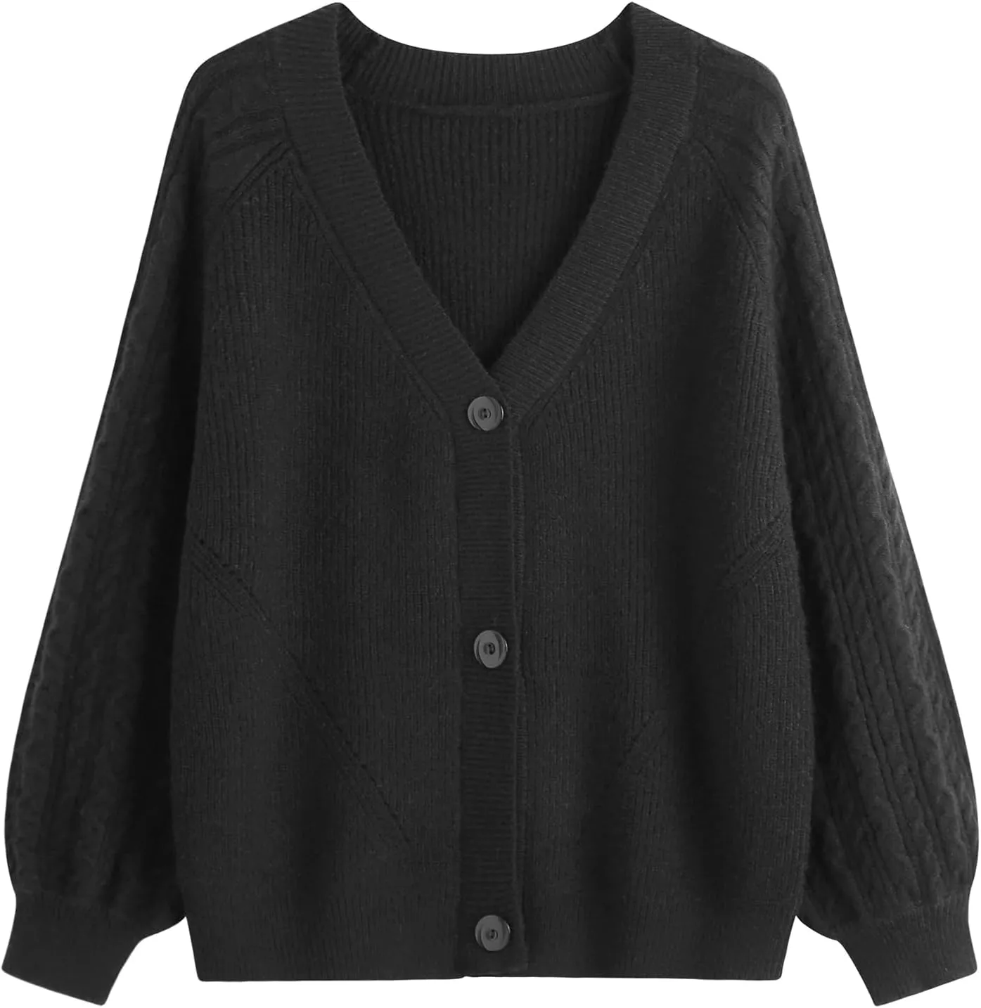 GABERLY Button Down Thickened Sweaters V Neck Open Front Loose Oversized Cardigans Knit Outwear for Women