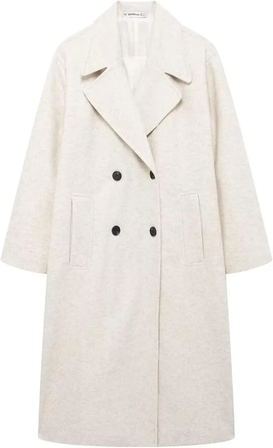 Gihuo Women's Notched Collar Wool Blend Pea Coat Winter Double Breasted Trench Coat Long Oversized Button Down Overcoats