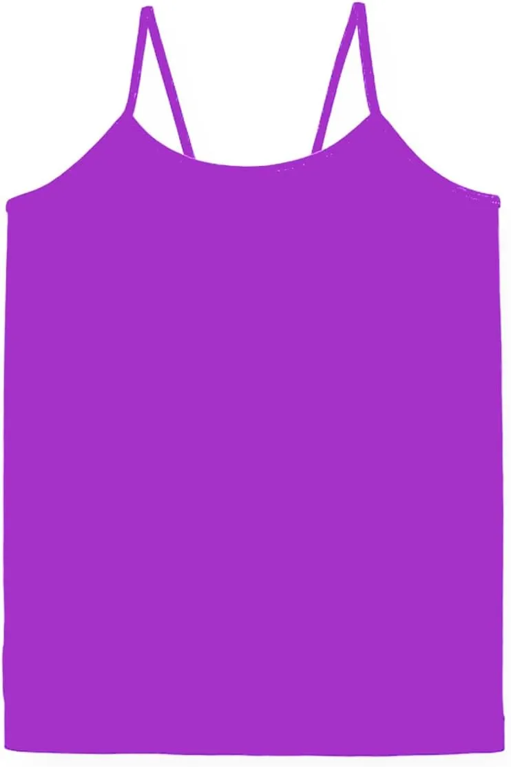 Girls Full Sleeveless Camisole Tank Tops  Stretch Undershirts Cami Comfortable Camis (One Size Fits Ages 4-7)