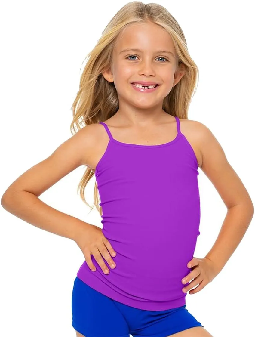 Girls Full Sleeveless Camisole Tank Tops  Stretch Undershirts Cami Comfortable Camis (One Size Fits Ages 4-7)