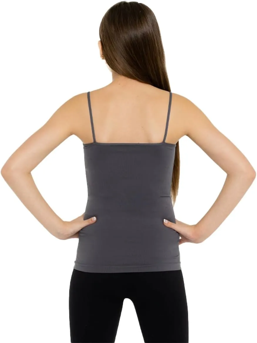 Girls Full Sleeveless Camisole Tank Tops  Stretch Undershirts Comfortable Camis (One Size Fits Ages 10-14)