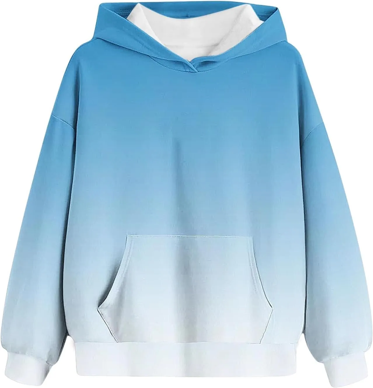 Girls Oversized Hoodie Shirts Dressy Casual Long Sleeve Gradient Color Hooded Pullover Tops Loose Kids Preppy Clothes