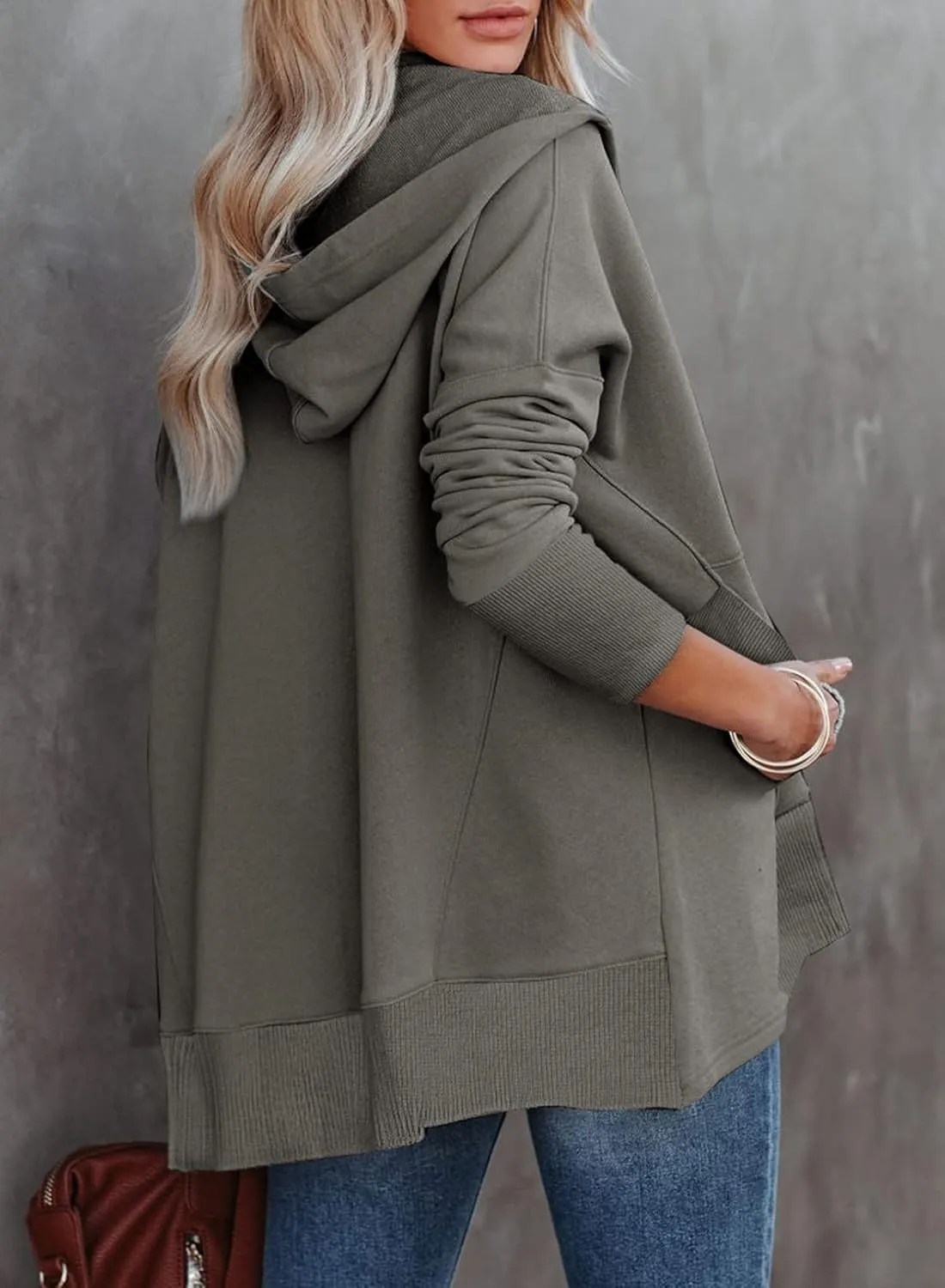 GLIENST Womens Casual Tunic Button Down V Neck Hoodies Oversized Pullover Sweatshirts Hooded Tops with Pockets