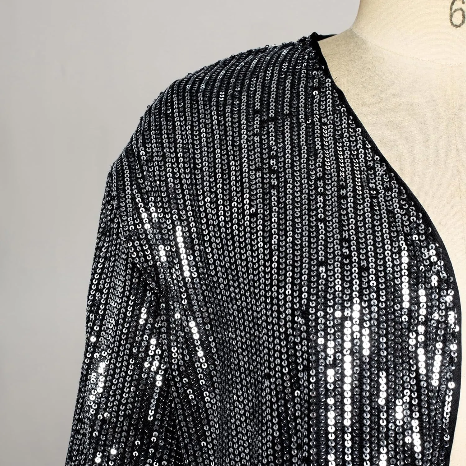 GRACE KARIN 2024 Women's 3/4 Sleeve Sequin Jackets Open Front Sequin Cardigan Sweaters Blazer S-2XL