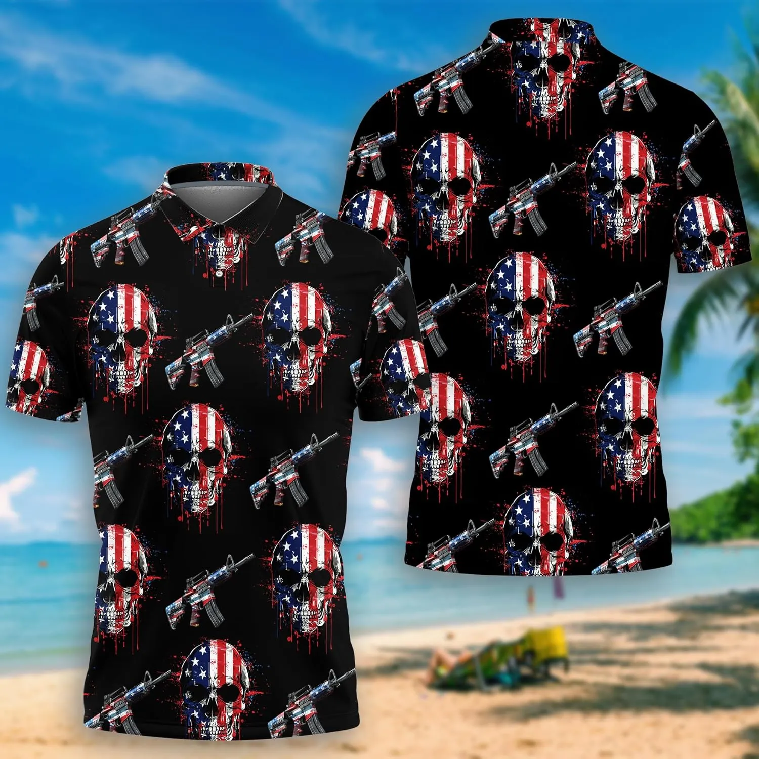 Gun Polo Shirts for Men - Short Sleeve Golf Shirts Dry Fit Mens Polo T-Shirt Casual Style 11