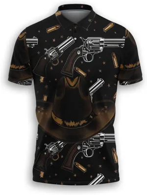 Gun Polo Shirts for Men - Short Sleeve Golf Shirts Gun Lover Mens Polo T-Shirt Casual Style 01