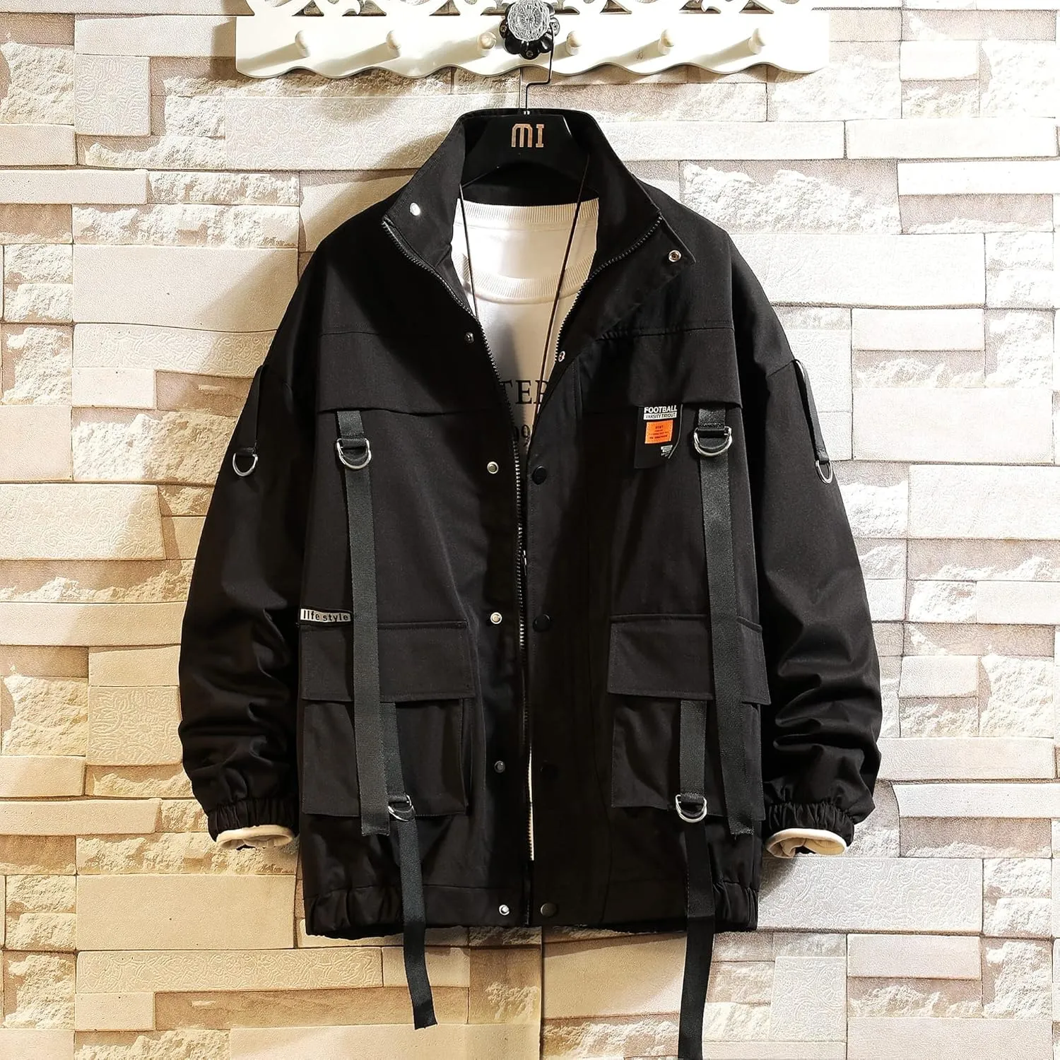 GURUNVANI Men Jacket Graffiti Jackets Lightweight Cotton Print Jacket Flight Bomber Hip Hop