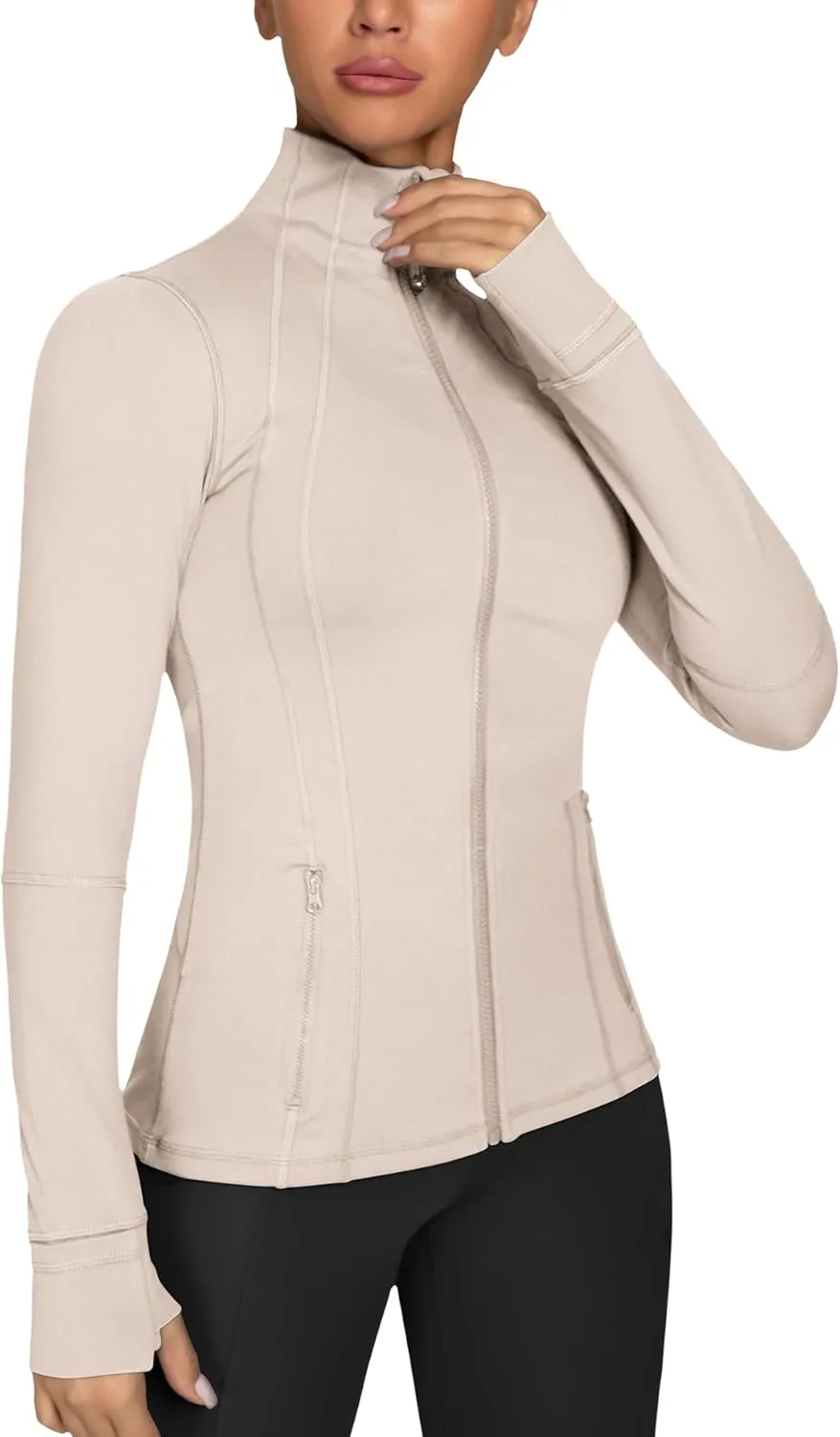 GYM RAINBOW Women's Lightweight Running Jackets Cottony-Soft 4-Way Stretch Zip up Slim Fit Workout Yoga Athletic Jacket