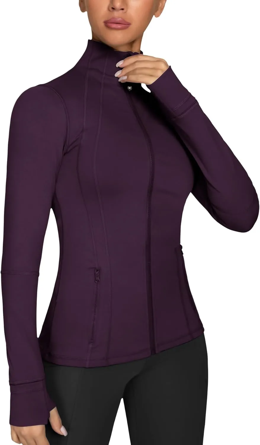GYM RAINBOW Women's Lightweight Running Jackets Cottony-Soft 4-Way Stretch Zip up Slim Fit Workout Yoga Athletic Jacket