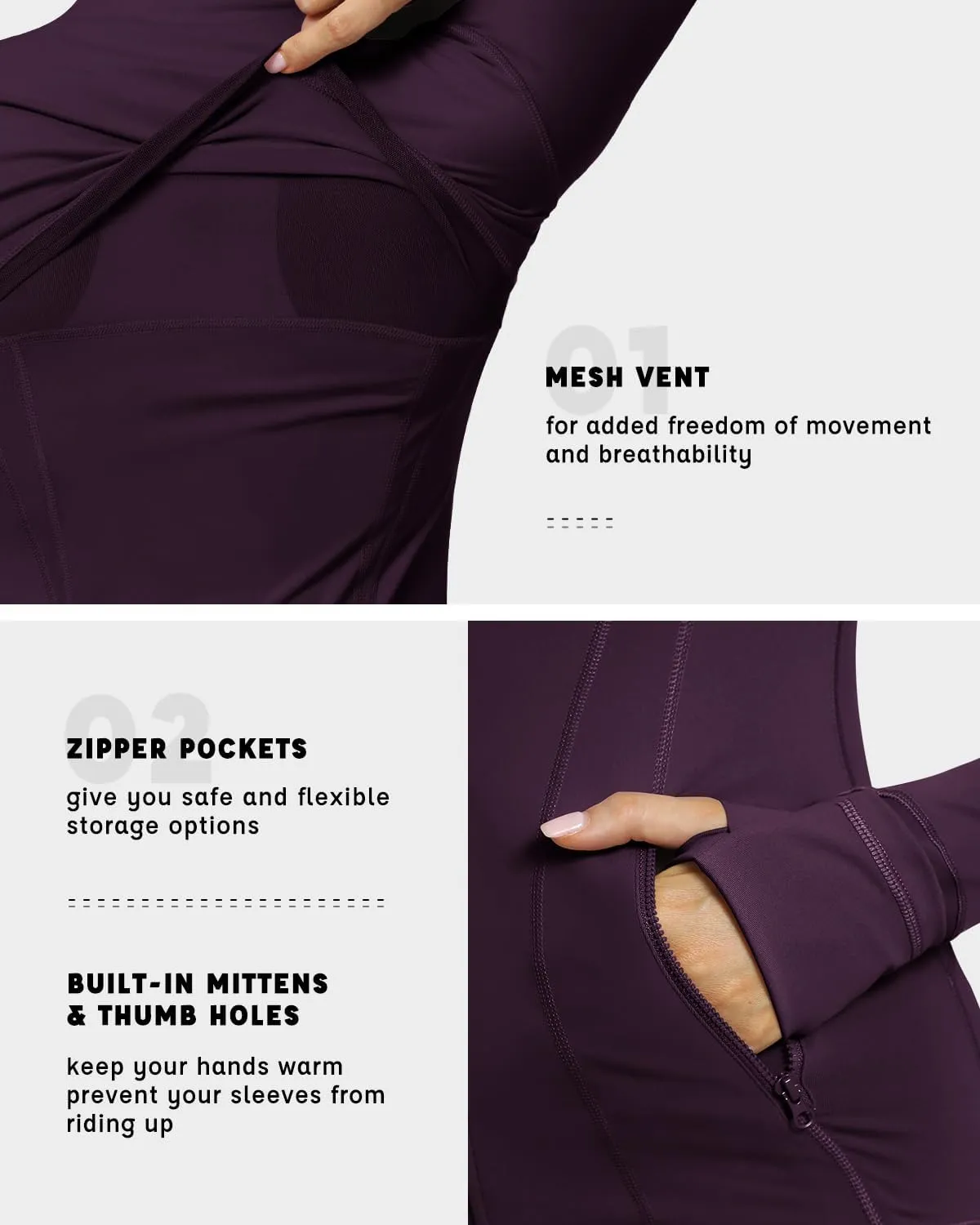 GYM RAINBOW Women's Lightweight Running Jackets Cottony-Soft 4-Way Stretch Zip up Slim Fit Workout Yoga Athletic Jacket