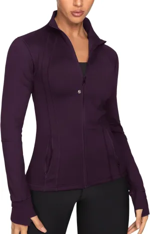 GYM RAINBOW Women's Lightweight Running Jackets Cottony-Soft 4-Way Stretch Zip up Slim Fit Workout Yoga Athletic Jacket