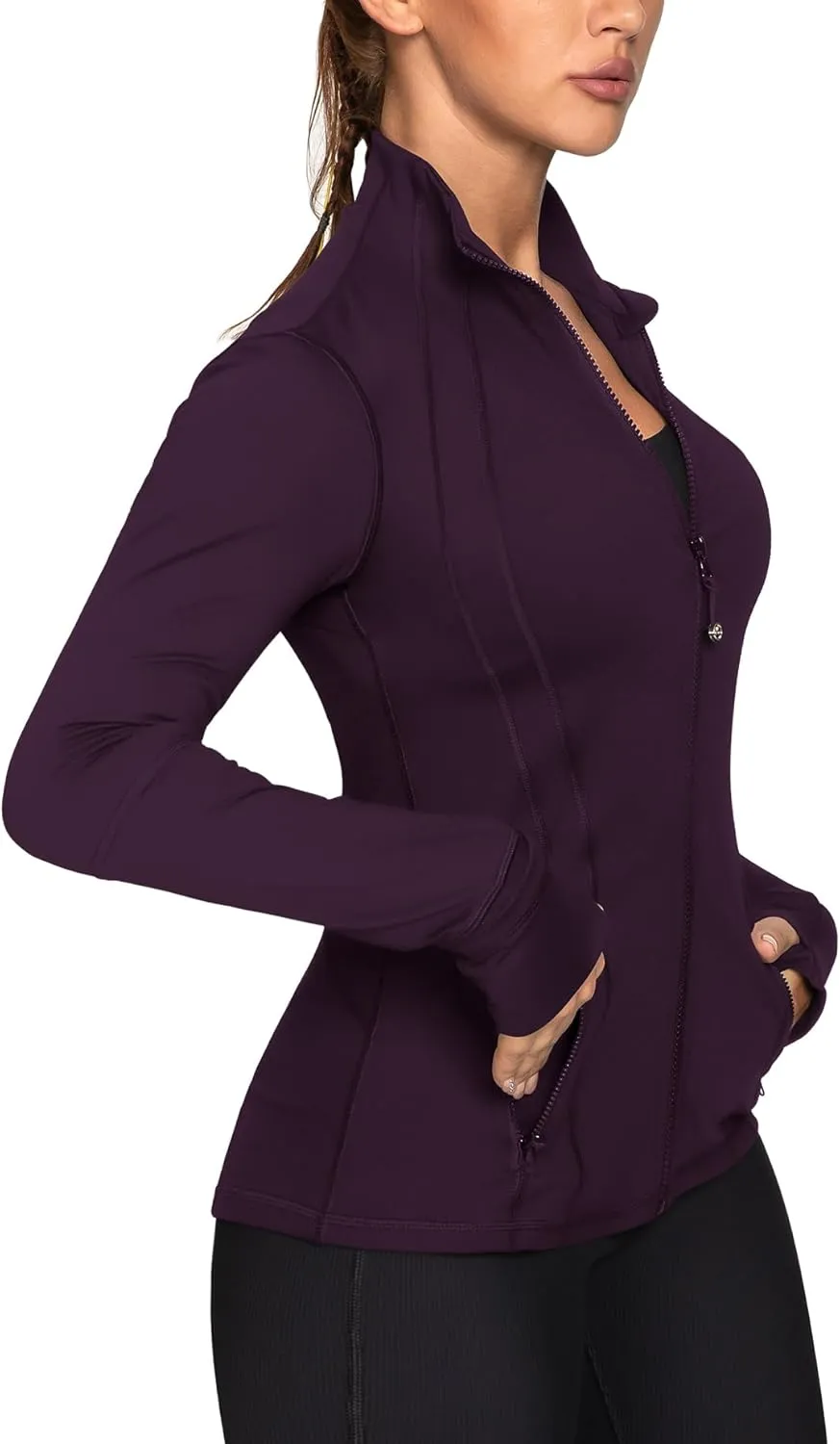 GYM RAINBOW Women's Lightweight Running Jackets Cottony-Soft 4-Way Stretch Zip up Slim Fit Workout Yoga Athletic Jacket
