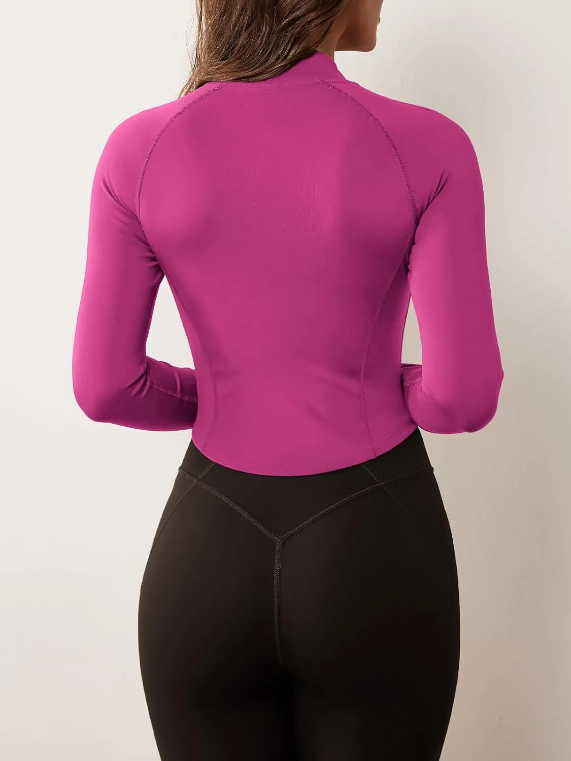 GYM RAINBOW Women's Zip Up Workout Jacket Lightweight Slim Fit Athletic Jacket Cropped Running Gym Tops with Thumb Holes