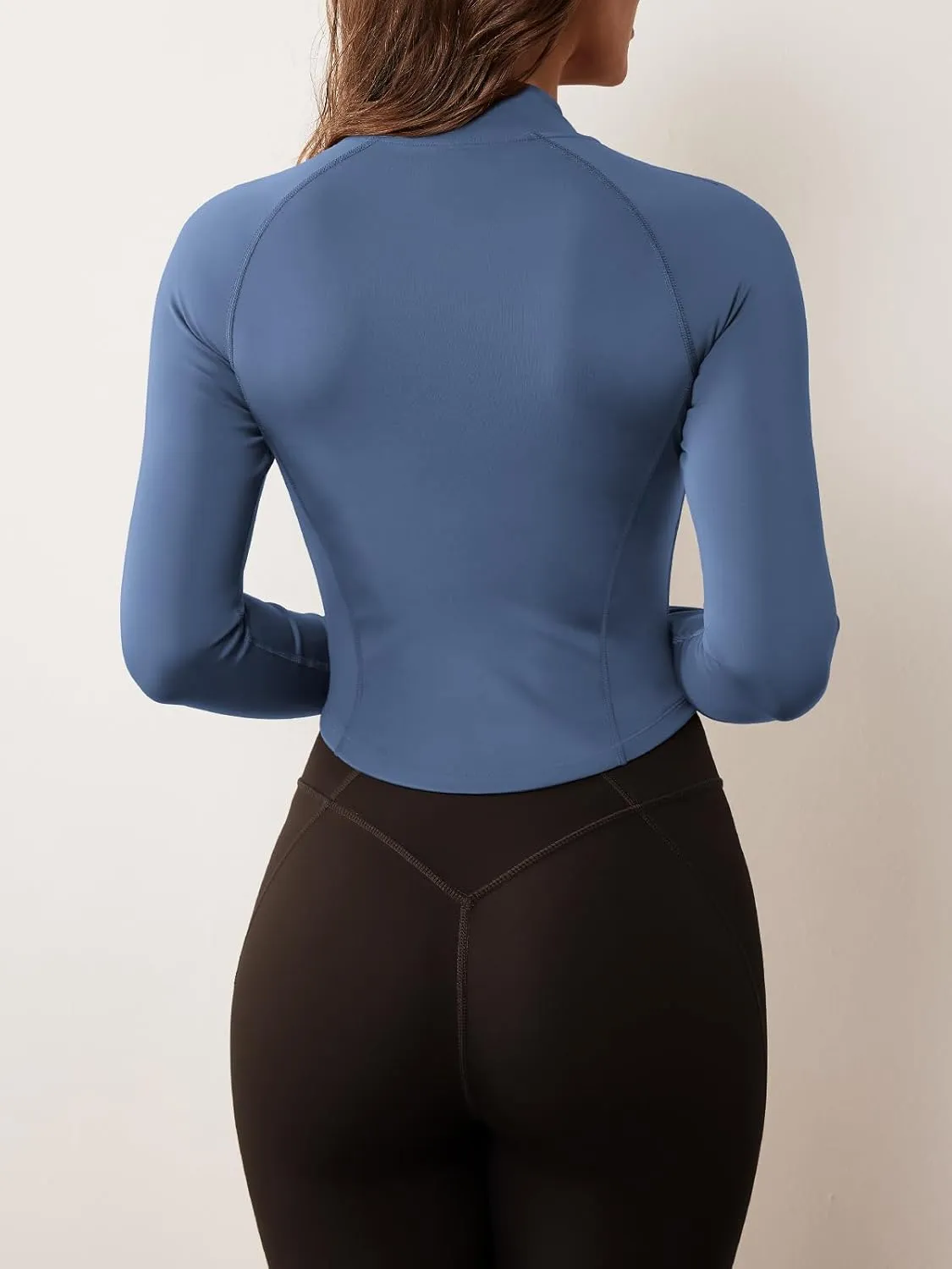GYM RAINBOW Women's Zip Up Workout Jacket Lightweight Slim Fit Athletic Jacket Cropped Running Gym Tops with Thumb Holes