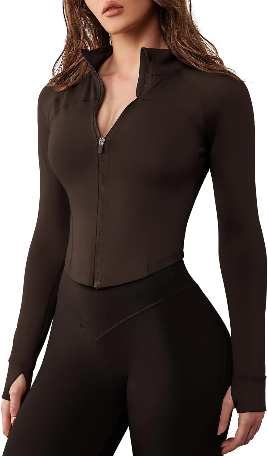 GYM RAINBOW Women's Zip Up Workout Jacket Lightweight Slim Fit Athletic Jacket Cropped Running Gym Tops with Thumb Holes