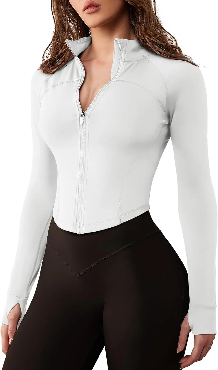 GYM RAINBOW Women's Zip Up Workout Jacket Lightweight Slim Fit Athletic Jacket Cropped Running Gym Tops with Thumb Holes