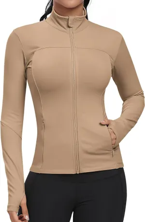 GYM RAINBOW Workout Jackets for Women, Full Zip Slim Fit Lightweight Athletic Running Sports Track Jacket with Pockets