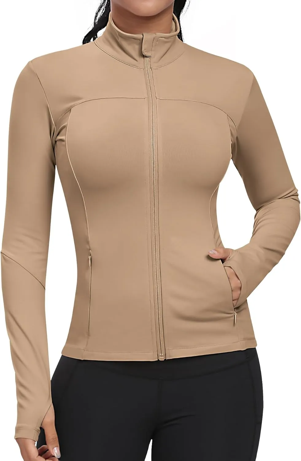 GYM RAINBOW Workout Jackets for Women, Full Zip Slim Fit Lightweight Athletic Running Sports Track Jacket with Pockets
