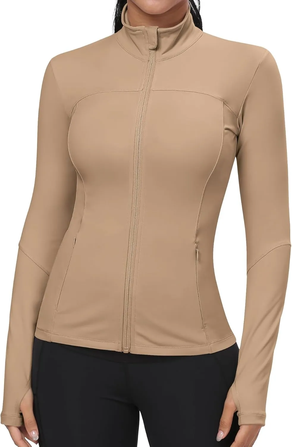 GYM RAINBOW Workout Jackets for Women, Full Zip Slim Fit Lightweight Athletic Running Sports Track Jacket with Pockets