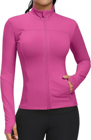 GYM RAINBOW Workout Jackets for Women, Full Zip Slim Fit Lightweight Athletic Running Sports Track Jacket with Pockets