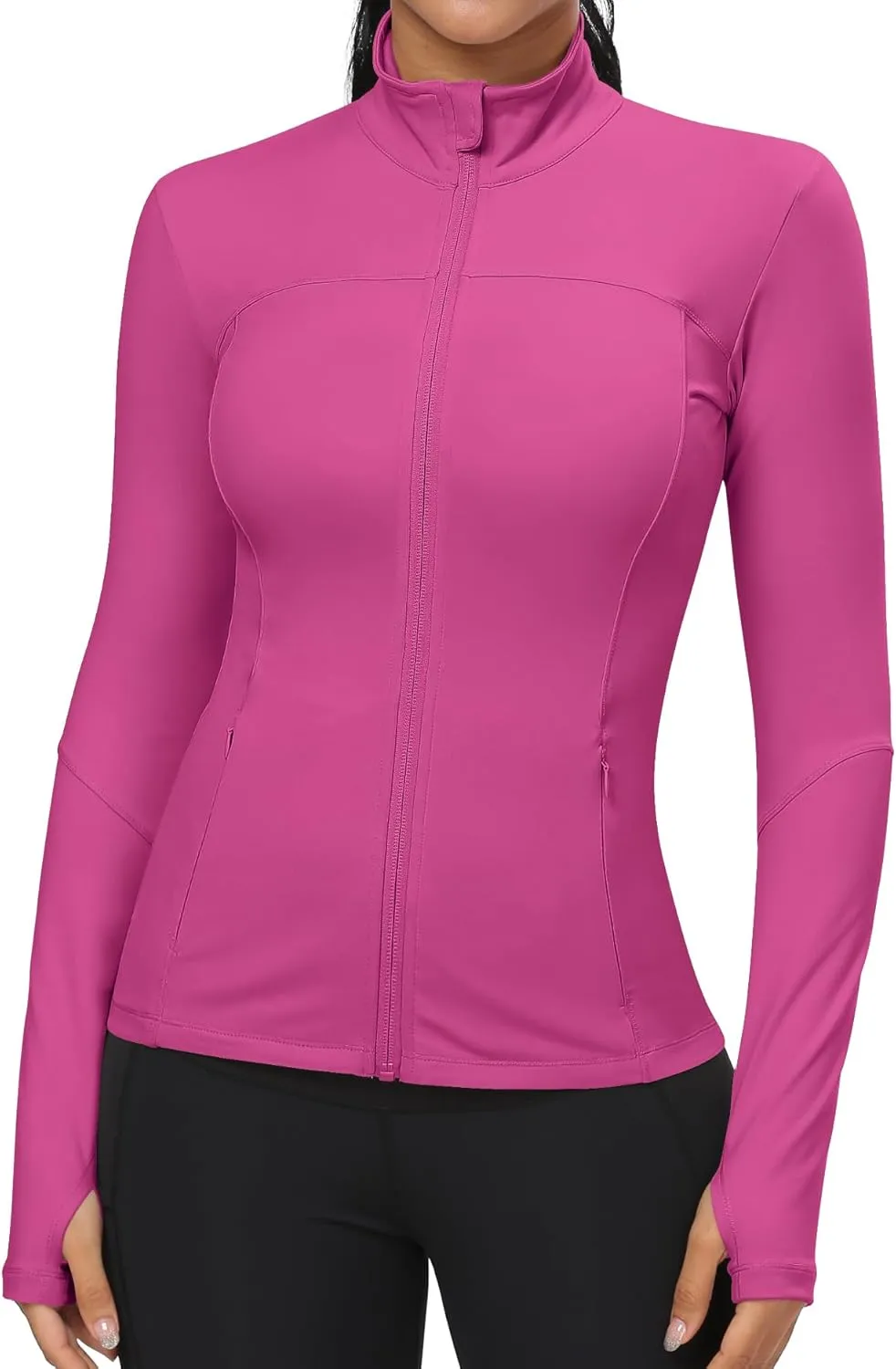 GYM RAINBOW Workout Jackets for Women, Full Zip Slim Fit Lightweight Athletic Running Sports Track Jacket with Pockets