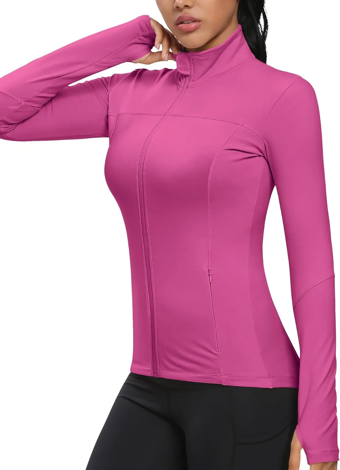 GYM RAINBOW Workout Jackets for Women, Full Zip Slim Fit Lightweight Athletic Running Sports Track Jacket with Pockets
