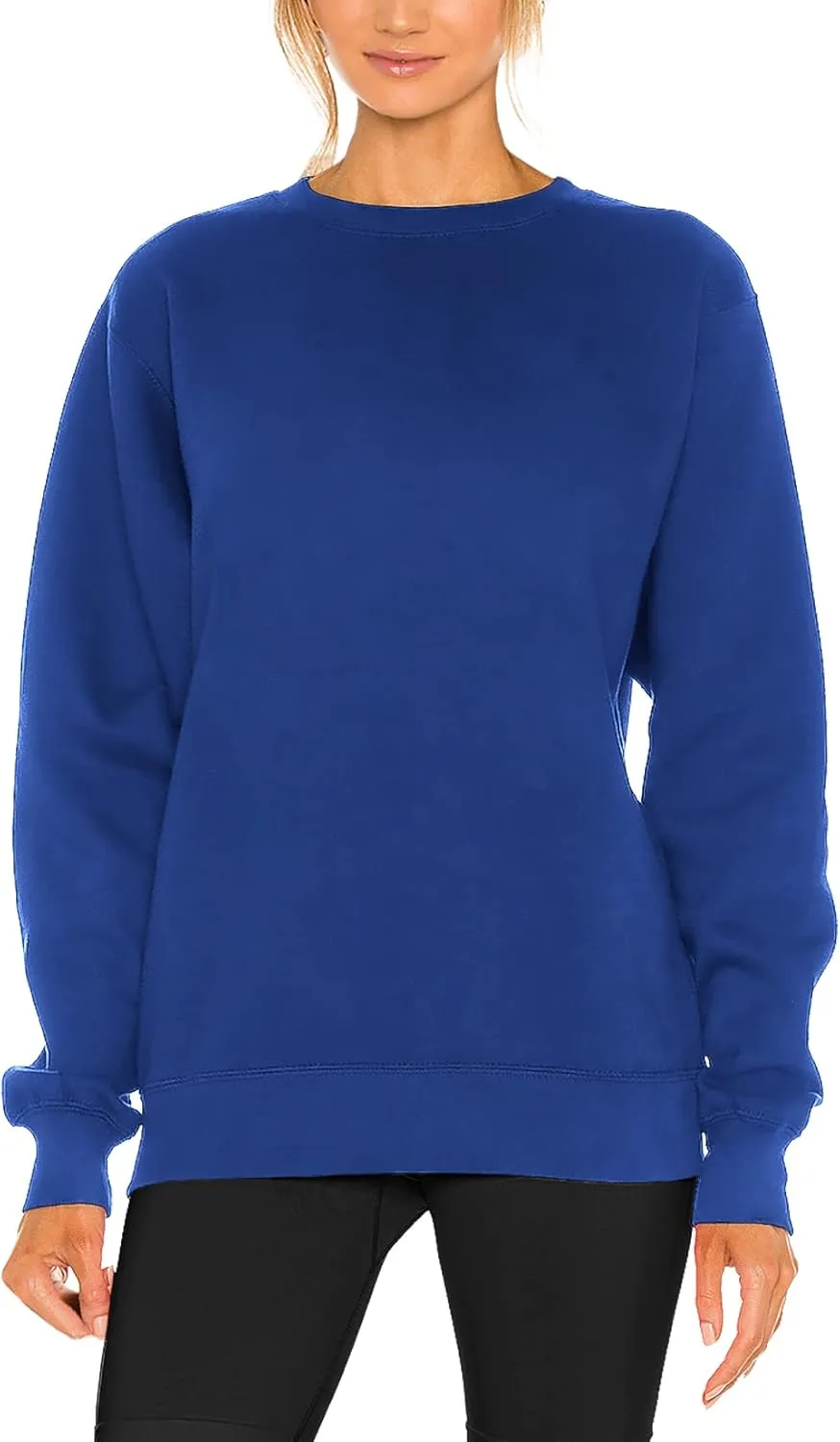 H HIAMIGOS Women's Casual Long sleeves Sweatshirt Tops Basic Loose Fit Round Neck Lightweight Tunic Pullover With Pocket