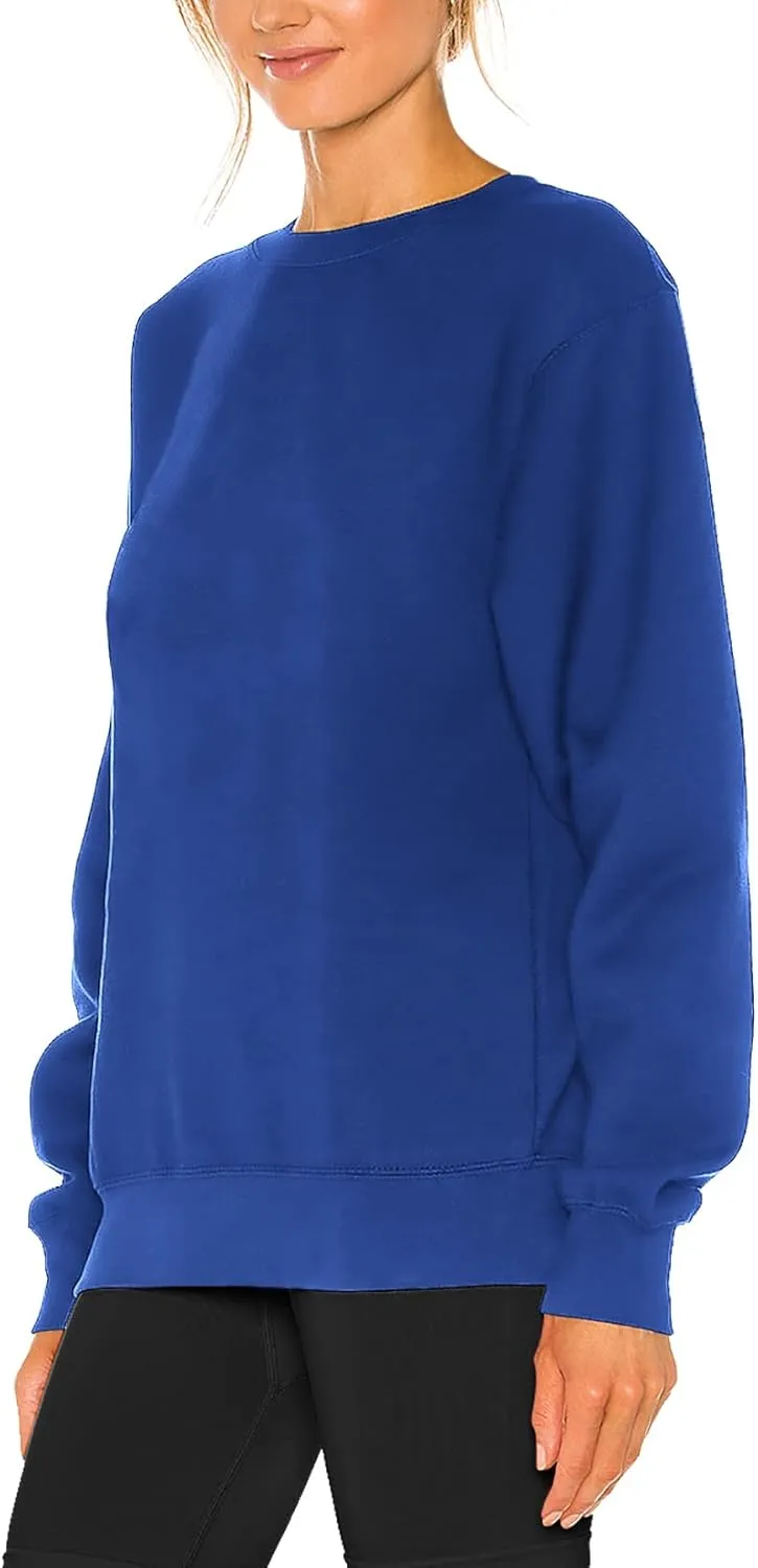 H HIAMIGOS Women's Casual Long sleeves Sweatshirt Tops Basic Loose Fit Round Neck Lightweight Tunic Pullover With Pocket