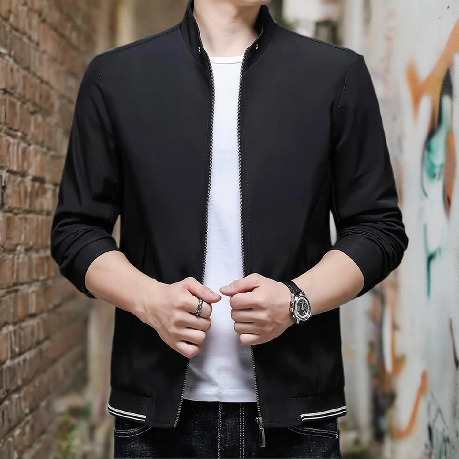 HaoMay Men's Business Casual Full Zip Lightweight Outwear Jackets