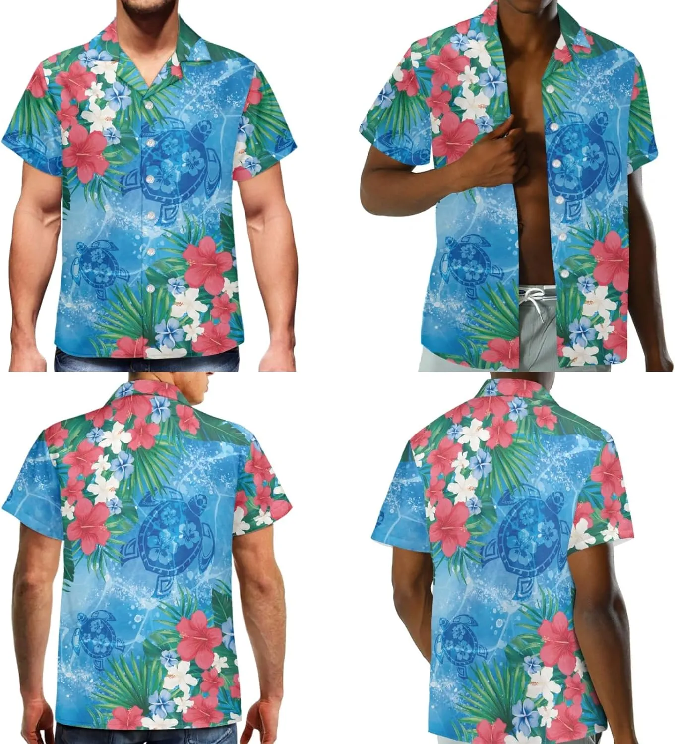 Hawaii Matching Couple Outfits Husband and Wife Clothing Fashionable Mens Casual Shirts Hawaii Dress with Soft Fabric