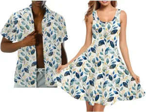 Hawaii Matching Couple Outfits Husband and Wife Clothing Fashionable Mens Casual Shirts Hawaii Dress with Soft Fabric