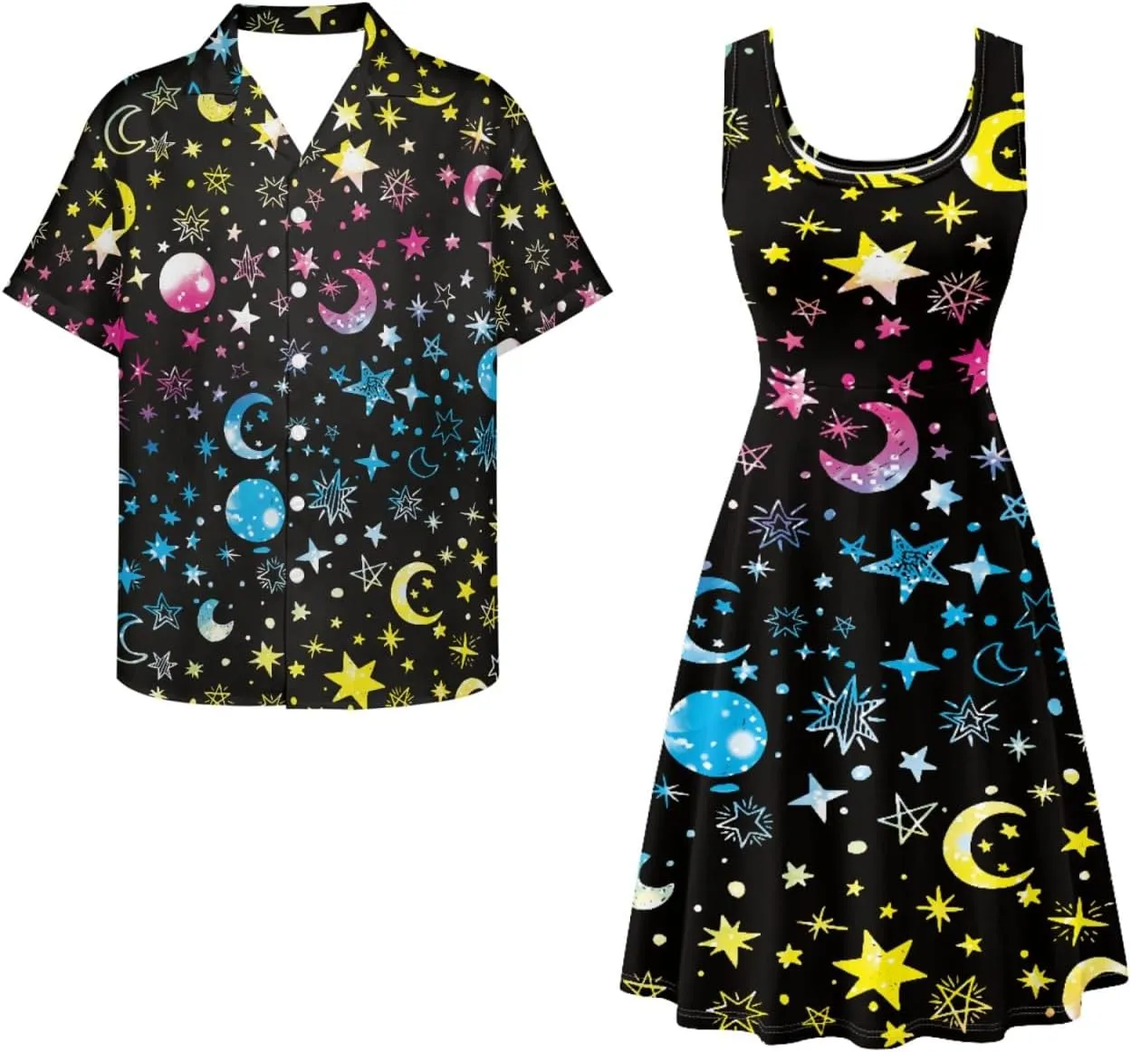 Hawaii Matching Couple Outfits Husband and Wife Clothing Fashionable Mens Casual Shirts Hawaii Dress with Soft Fabric