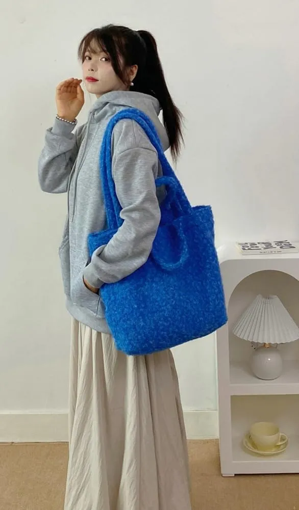 Hobo Bags for Women Bucket Bag Crossbody Bag Soft Fuzzy Bag Slouchy Shoulder Bag Work Bag Fall Handbags for Women 2024