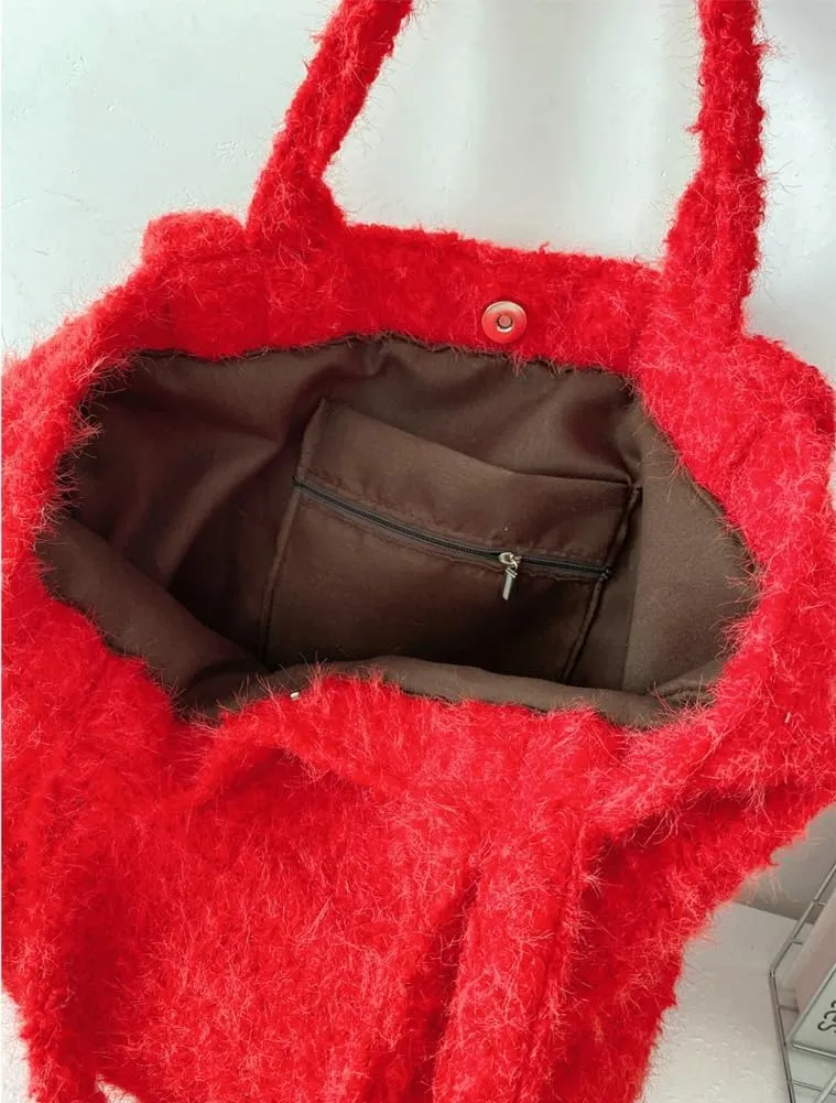 Hobo Bags for Women Bucket Bag Crossbody Bag Soft Fuzzy Bag Slouchy Shoulder Bag Work Bag Fall Handbags for Women 2024