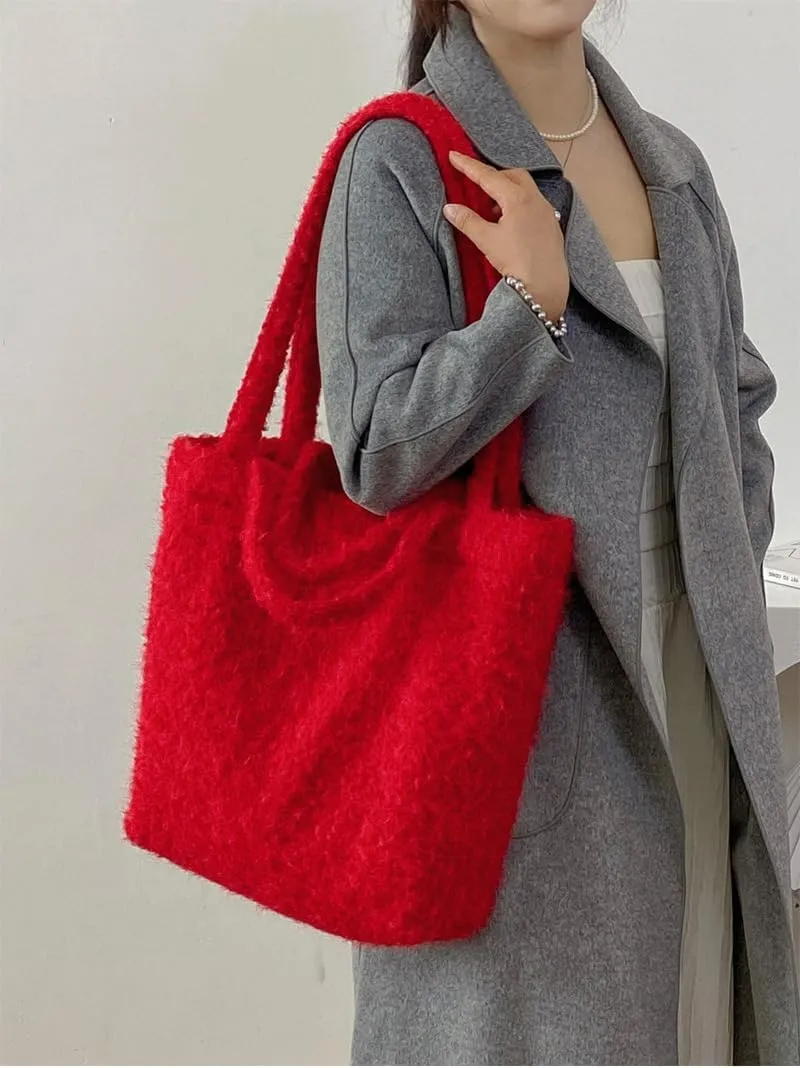 Hobo Bags for Women Bucket Bag Crossbody Bag Soft Fuzzy Bag Slouchy Shoulder Bag Work Bag Fall Handbags for Women 2024