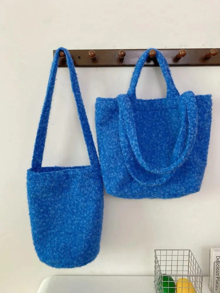 Hobo Bags for Women Bucket Bag Crossbody Bag Soft Fuzzy Bag Slouchy Shoulder Bag Work Bag Fall Handbags for Women 2024