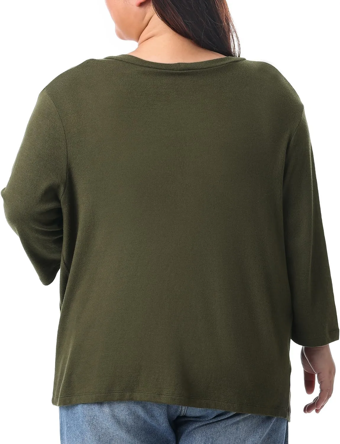 HOdo Plus Size Cardigan for Women Lightweight Sweaters with Pockets Open Front 3/4 Sleeve 1X-5X